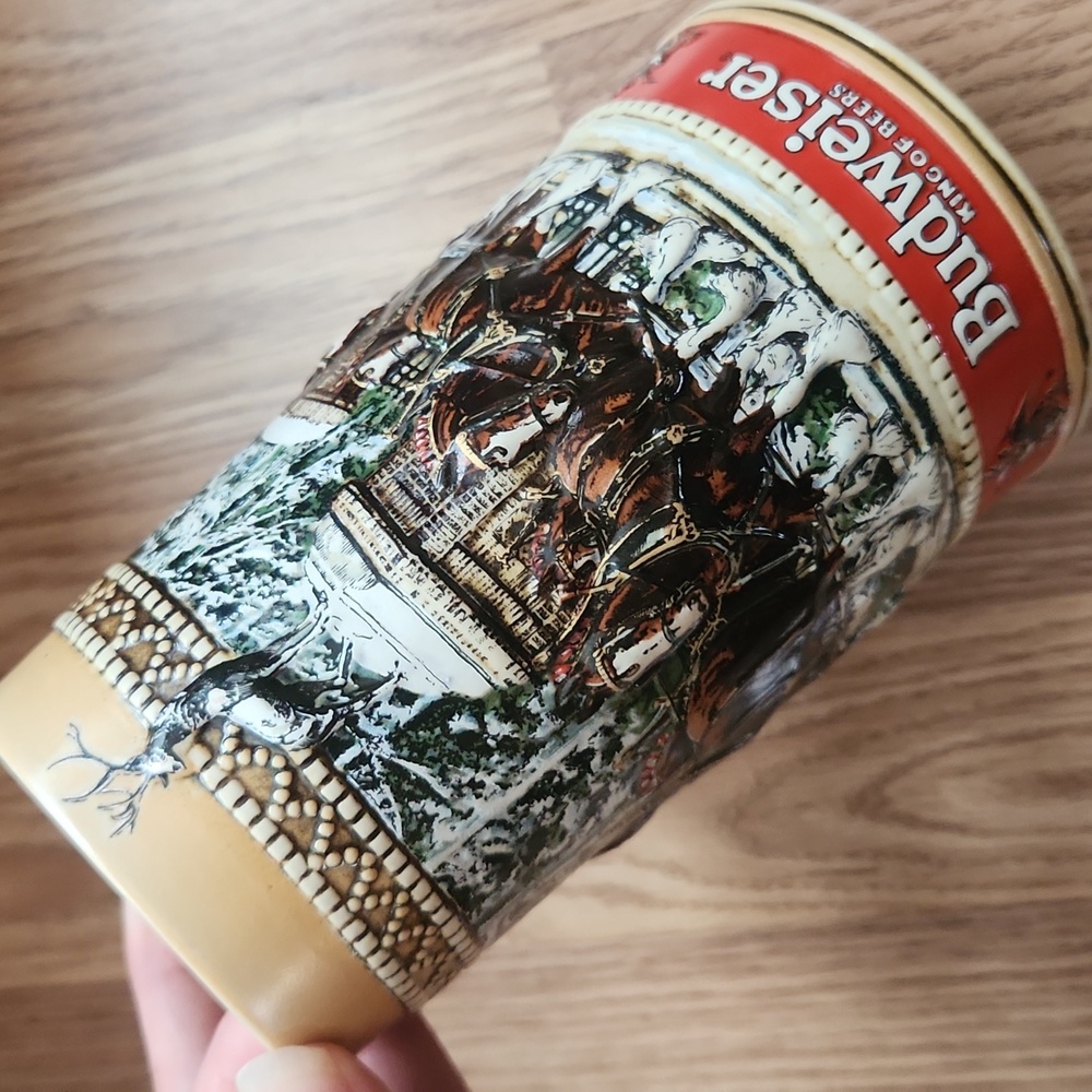 1987 Budweiser Anheuser Busch Series C Holiday Stein Collector Beer Stein